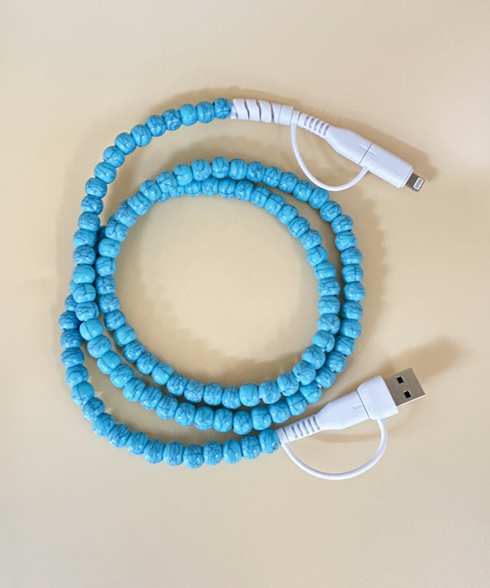 2693 BEADED PHONE CHARGING CABLE 4-IN-1 Turquoise