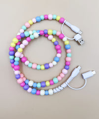 2696 BEADED PHONE CHARGING CABLE 4-IN-1