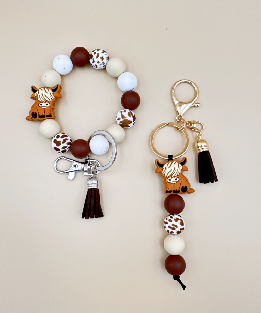 2680 SILICONE BEADED BRACELET &  KEYCHAIN 2PCS