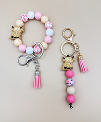 2680 SILICONE BEADED BRACELET &  KEYCHAIN 2PCS