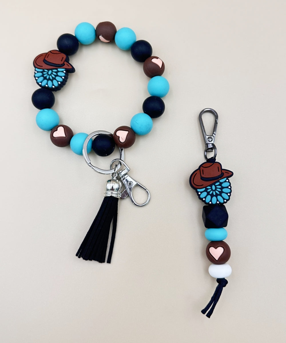 2682 SILICONE BEADED BRACELET &  KEYCHAIN 2PCS