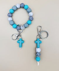 2683 SILICONE BEADED BRACELET &  KEYCHAIN 2PCS