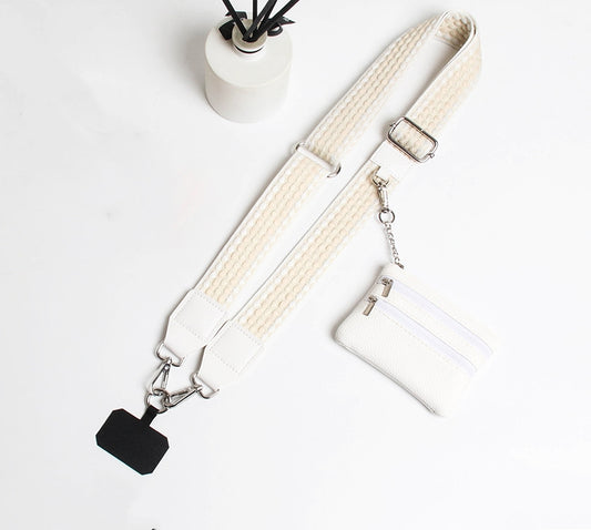 2688 HANDBAG STRAP ZIPPER POUCH PHONE HOLDER WRIS WHITE
