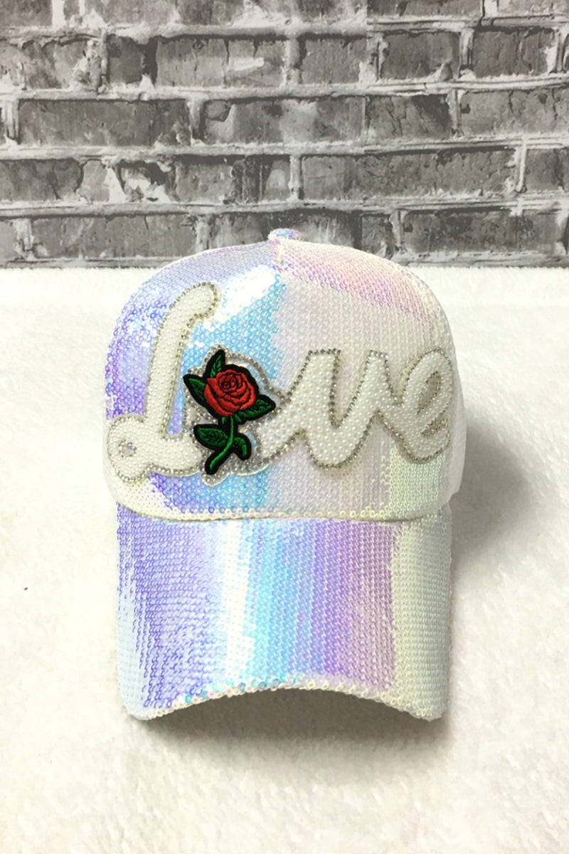 2378 SEQUINS WITH LOVE HAT WHITE