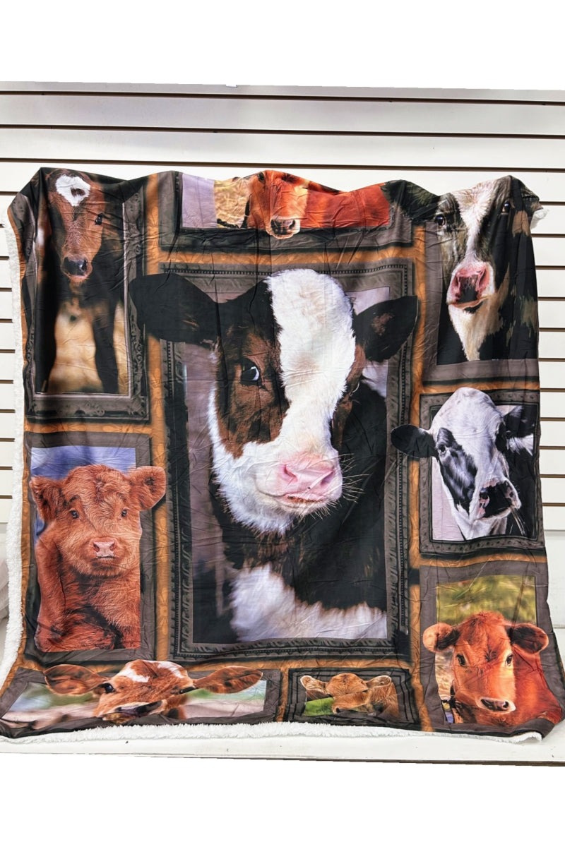 3735 COW PRINT FLANNEL DOBLE LAYER LAMB