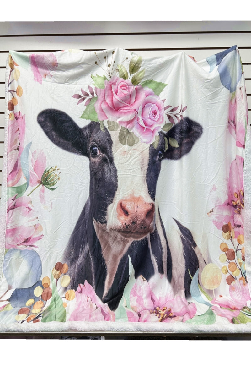 3738 COW PRINT FLANNEL DOUBLE LAYER LAMB