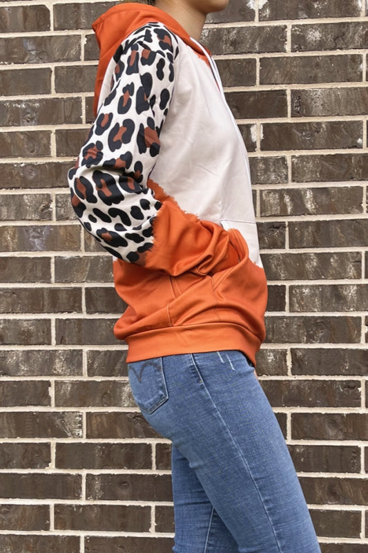 9471 LEOPARD PRINT BLANK HOODIE TOP 6PCS