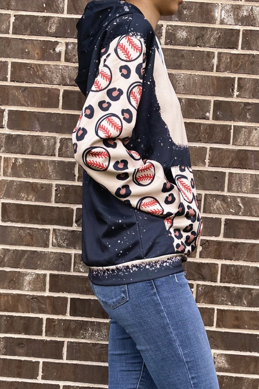 9473 BASEBALL PRINT BLANK HOODIE TOP 6PCS