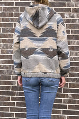3044 TRIBAL PRINT HOODIE TOP GREY 5PCS