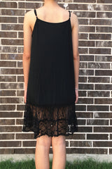 990 SOLID WITH LACE DRESS BLACK 6PCS